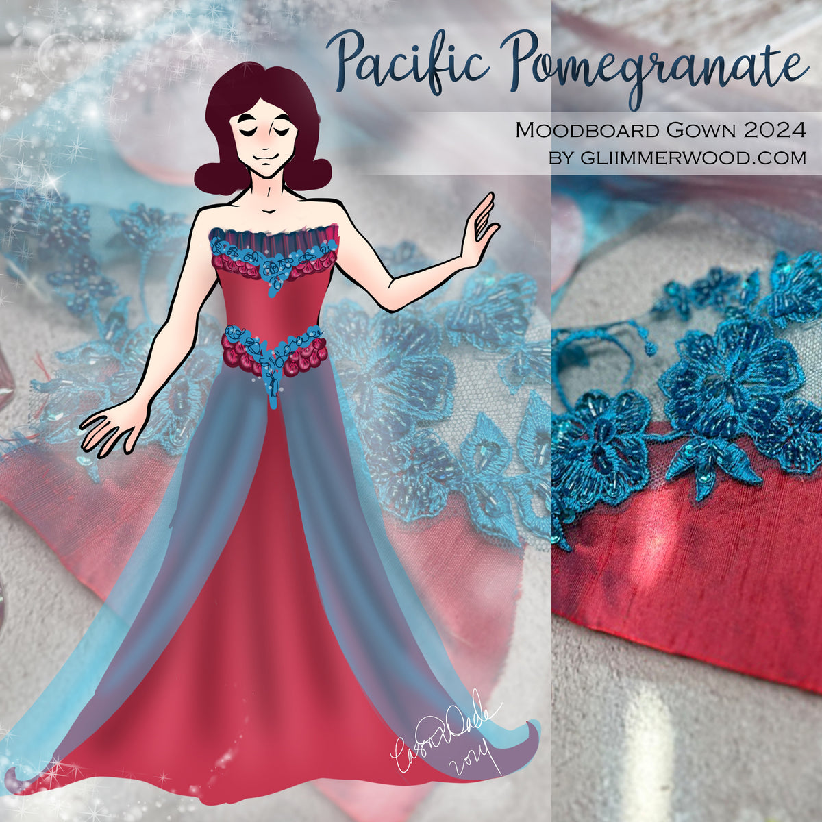 Pacific Pomegranate: Made to Measure 2024 Moodboard Gown