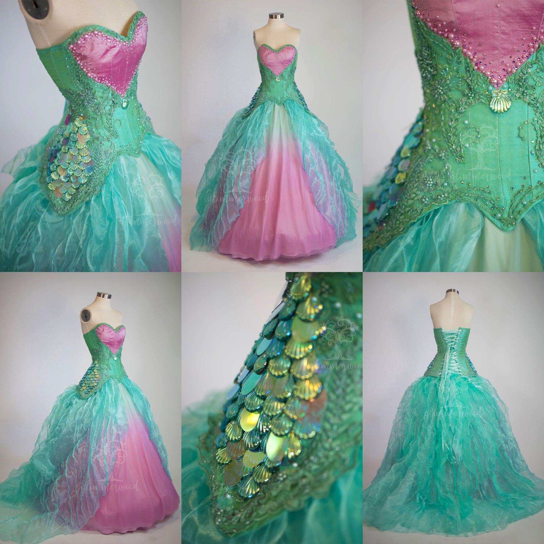 Glimmerwood Kelp Queen Mermaid Gown Mint and Lilac