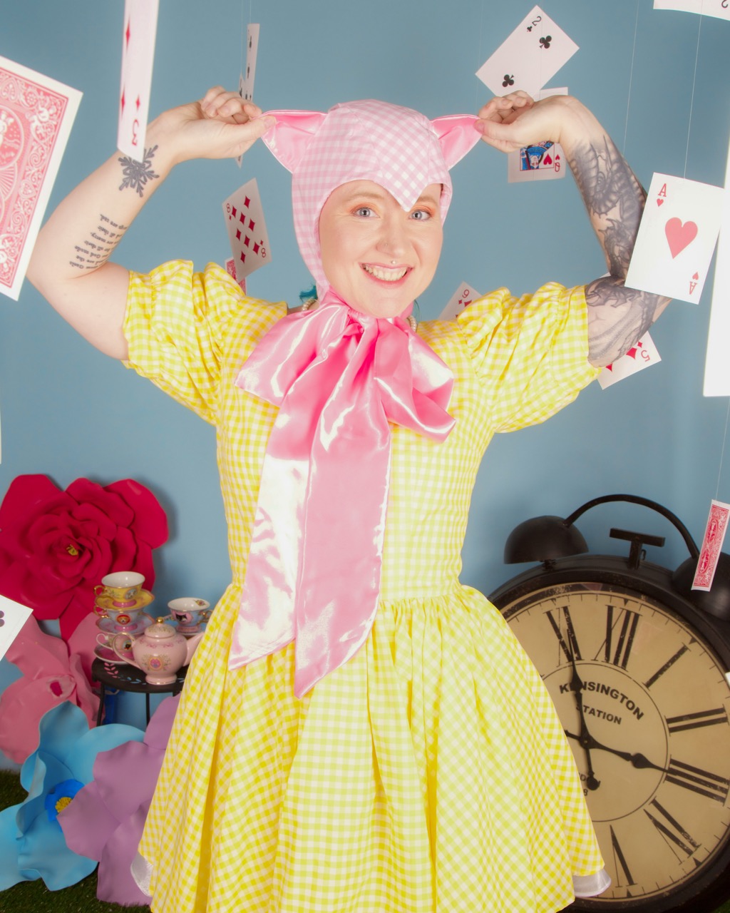 Pink Gingham Cat Bonnet