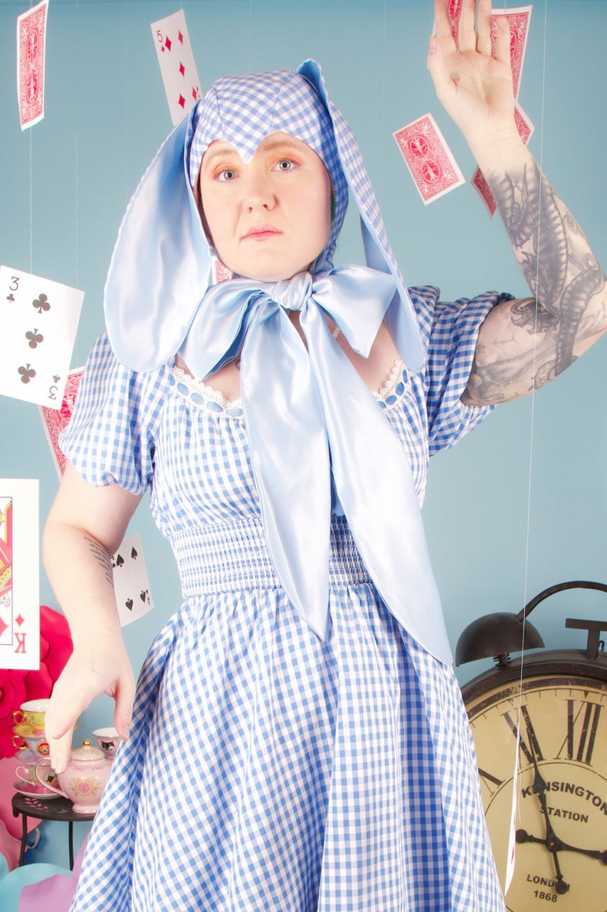 Blue Gingham Bunny Bonnet