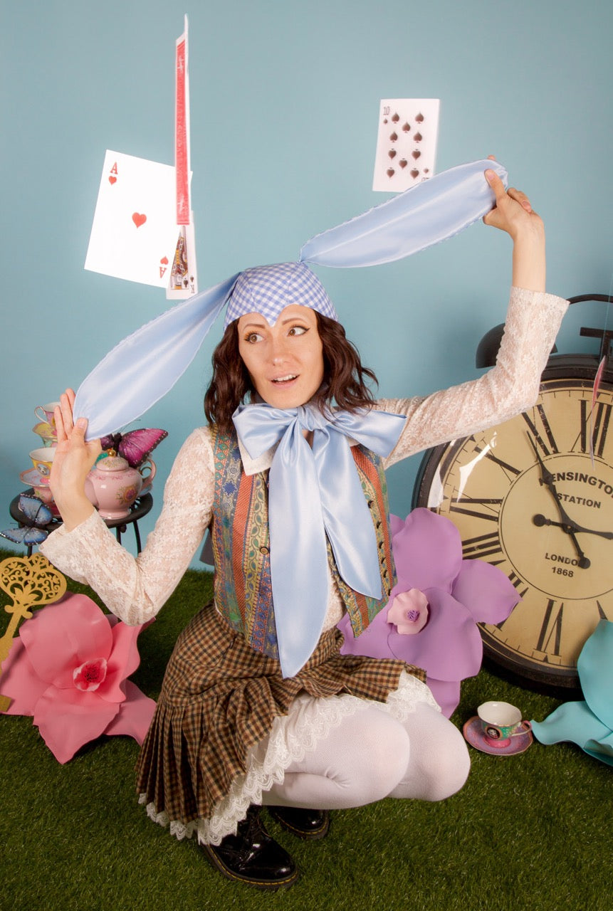Blue Gingham Bunny Bonnet