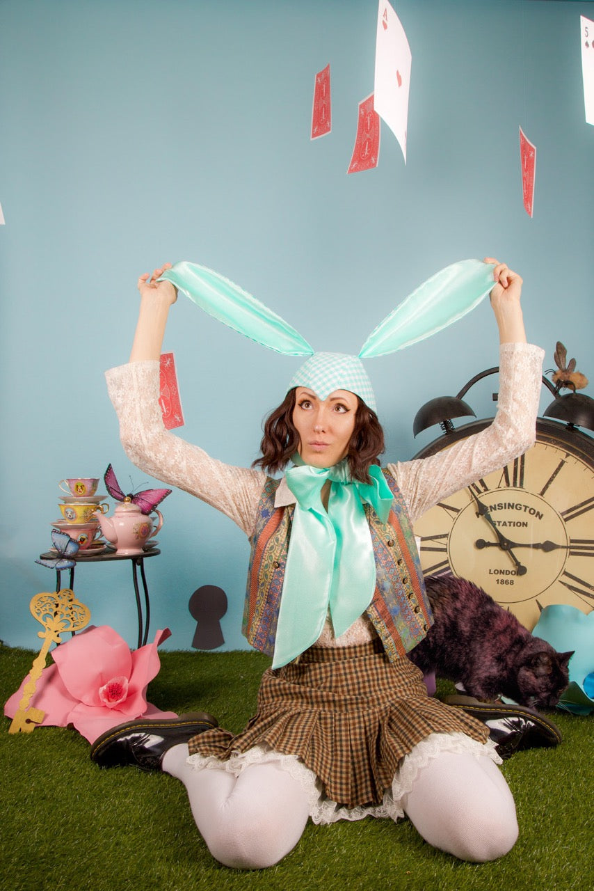 Mint Gingham Bunny Bonnet