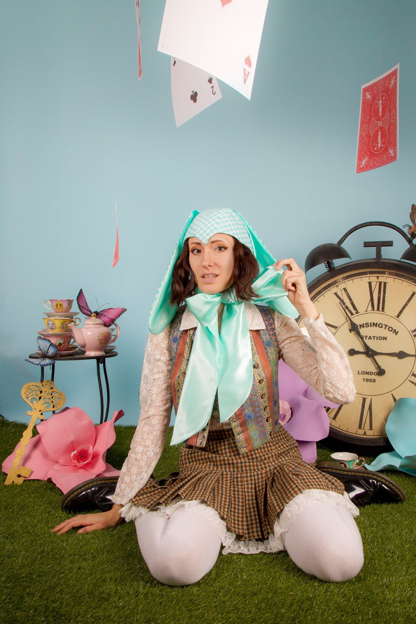 Mint Gingham Bunny Bonnet