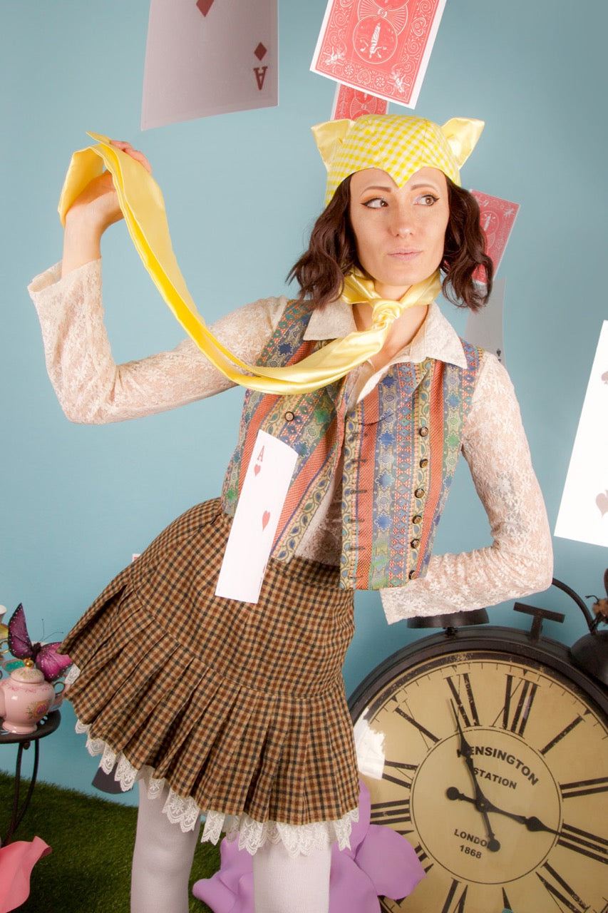 Yellow Gingham Cat Bonnet