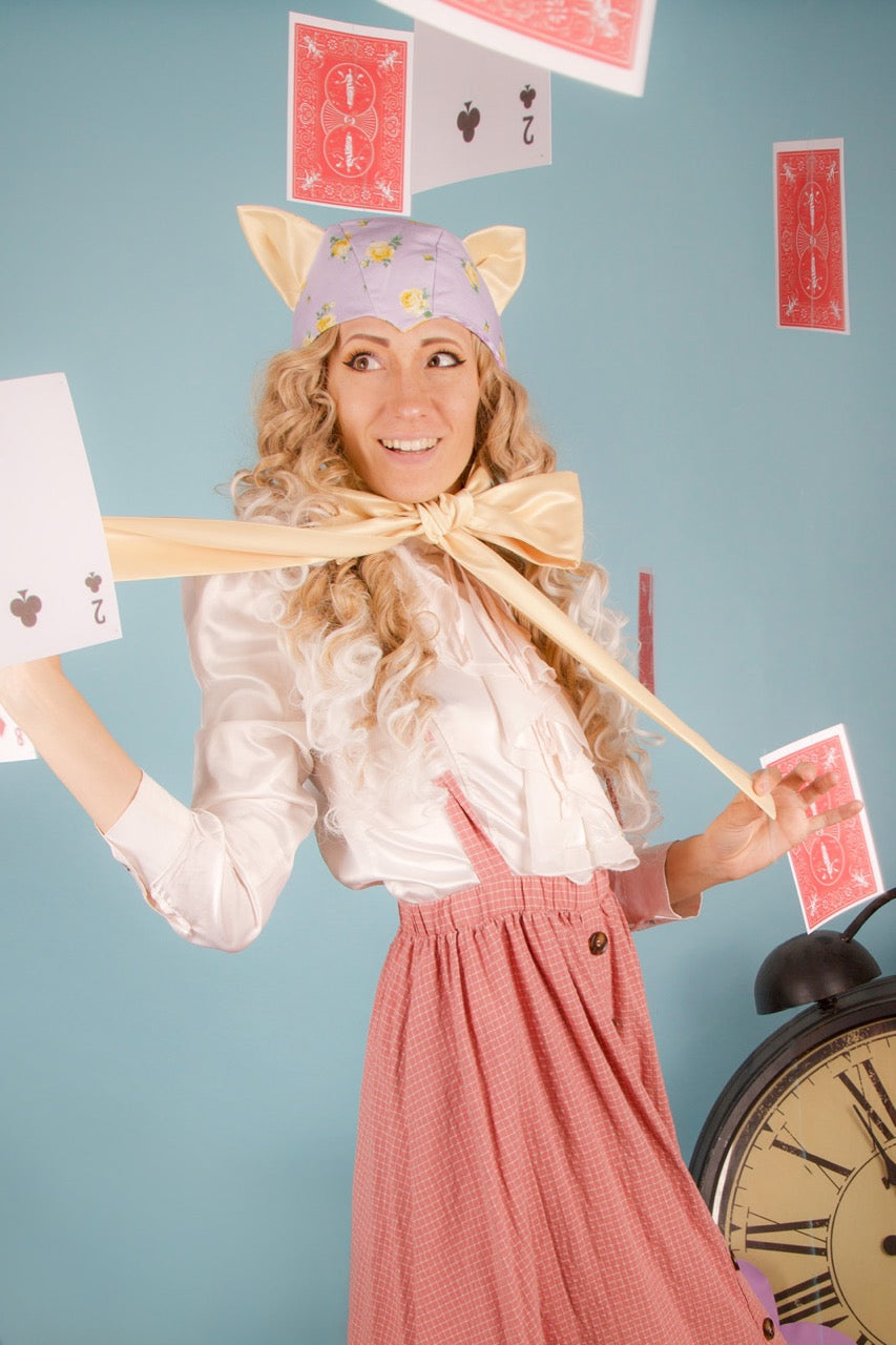 Lavender and Gold Cat Bonnet