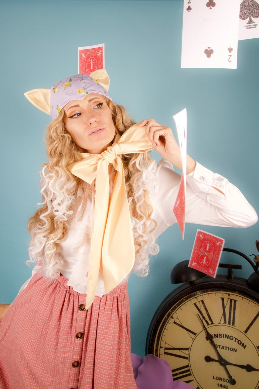 Lavender and Gold Cat Bonnet