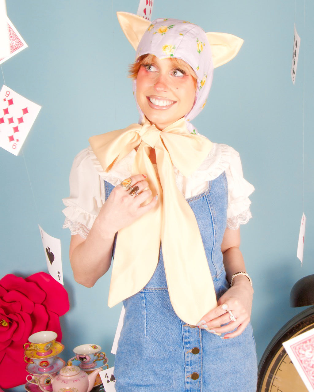 Lavender and Gold Cat Bonnet