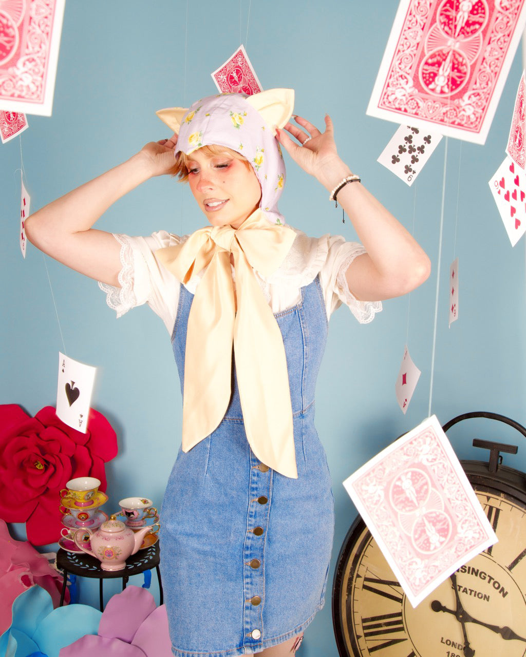 Lavender and Gold Cat Bonnet