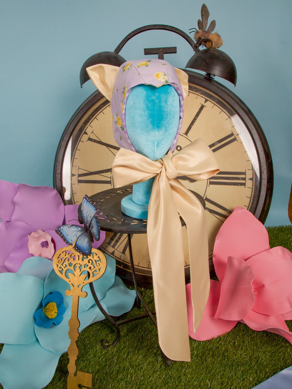 Lavender and Gold Cat Bonnet