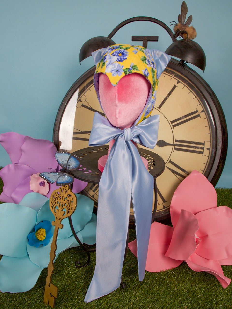 Yellow & Blue Floral Cat Bonnet