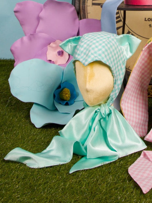 Mint Gingham Cat Bonnet