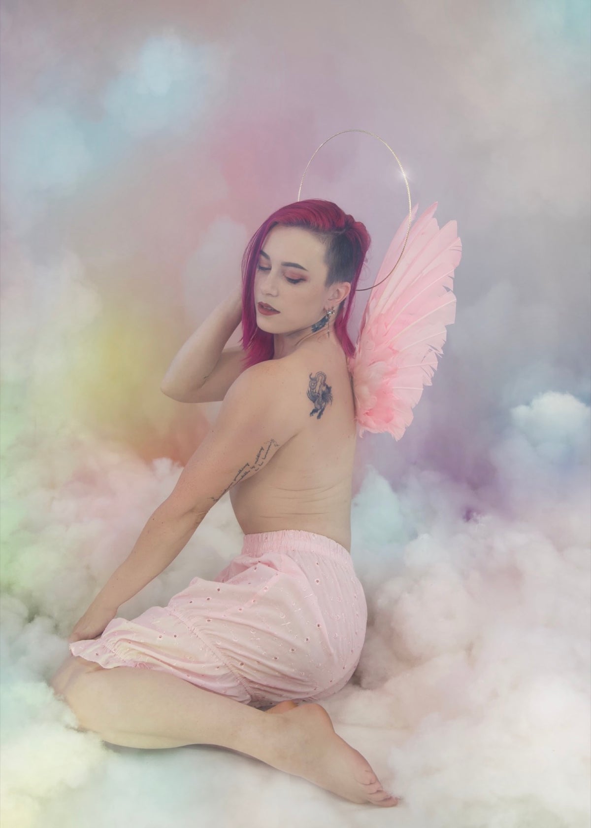Small Floating Pink Angel Wings by Stonehart