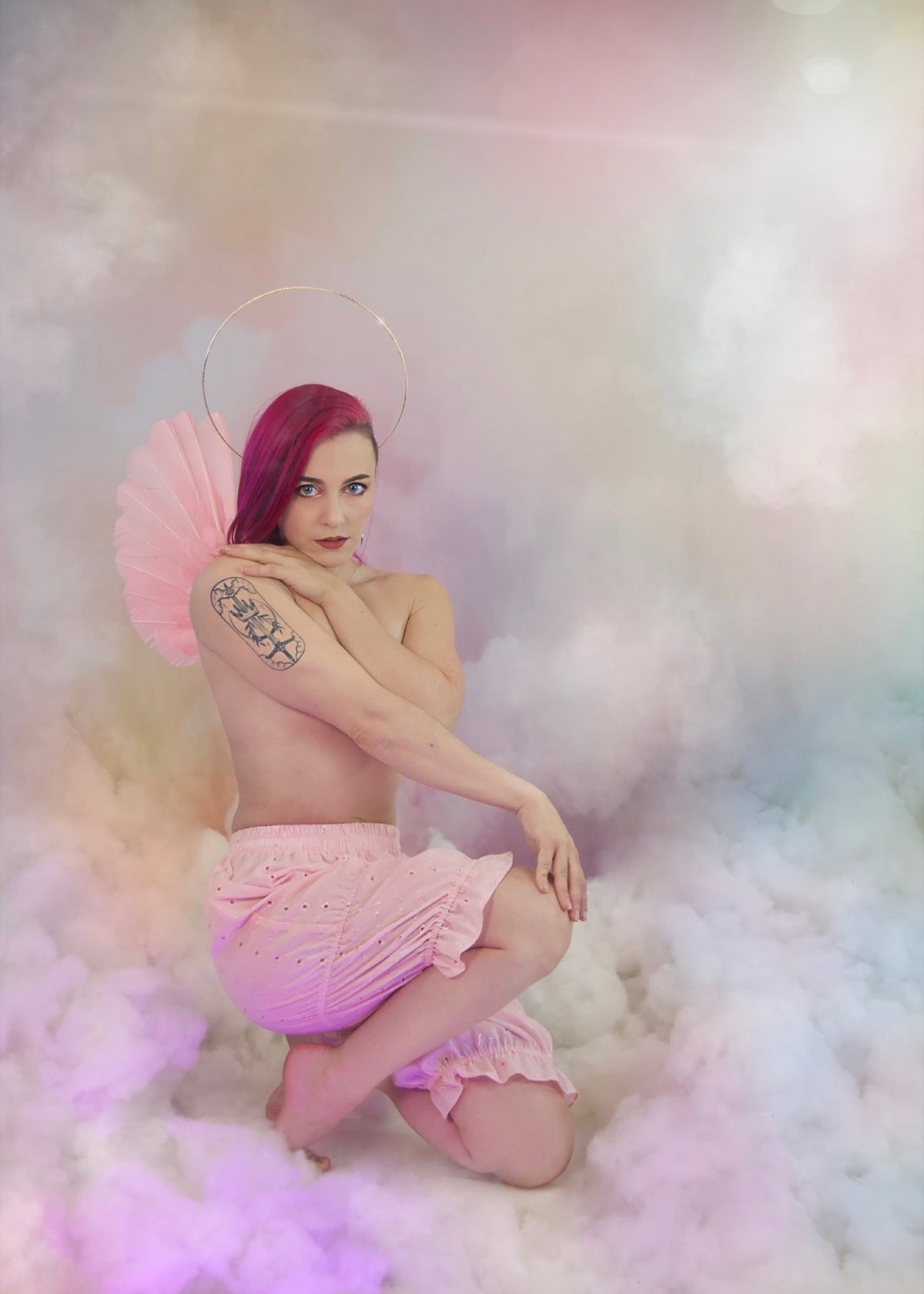 Small Floating Pink Angel Wings by Stonehart